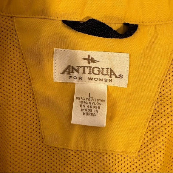 Antigua Women's Golf Jacket Windbreaker Large Yellow Half Zip Pockets Outdoors - Picture 10 of 12